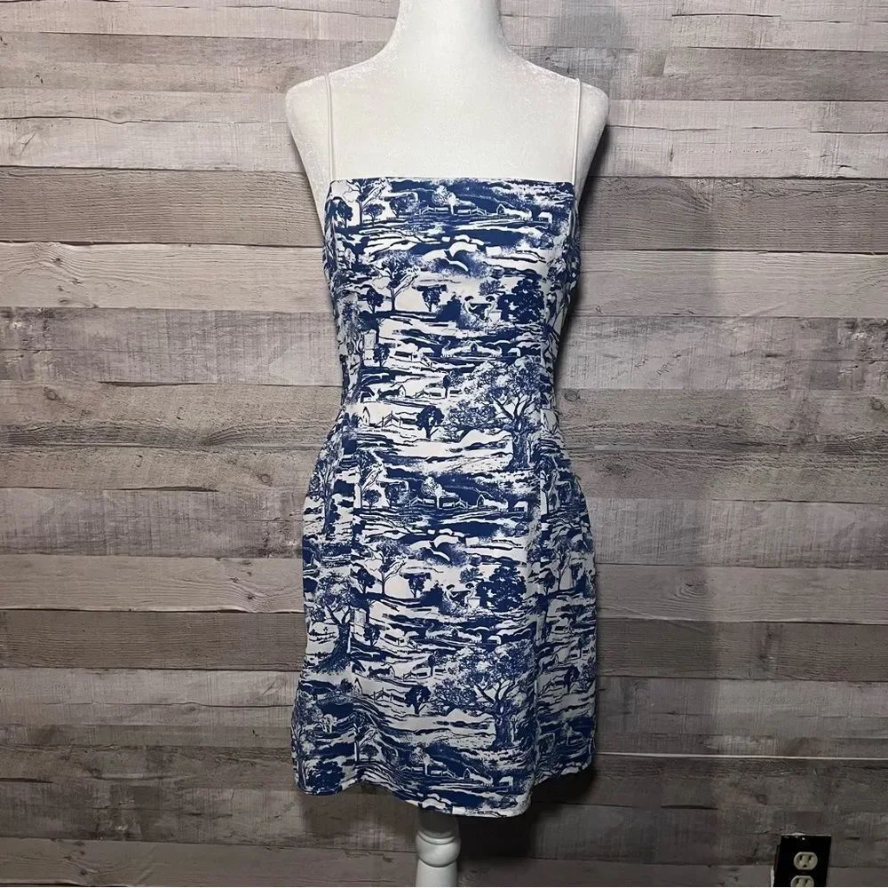 Urban Outfitters Blue & White Patterned Mini Dress